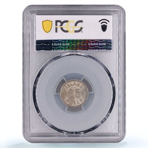 Iceland 25 aurar King Christian X Coinage Near 7 KM-2.1 MS63 PCGS CuNi coin 1937 - Picture 2 of 2