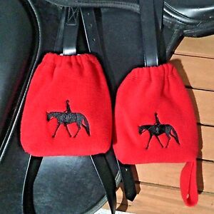 Bags English Embroidered Black Fleece Stirrup Protectors Iron Covers