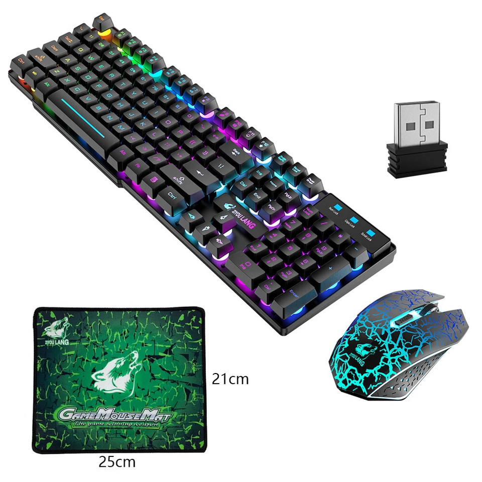 Wireless / Wired Gaming Keyboard Mouse Combo For PC PS4 LED Backlit Rechargeable - Image 2 of 4
