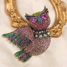 Broche grande de estrás de búho emblema animal traje medieval accesorios prendedores