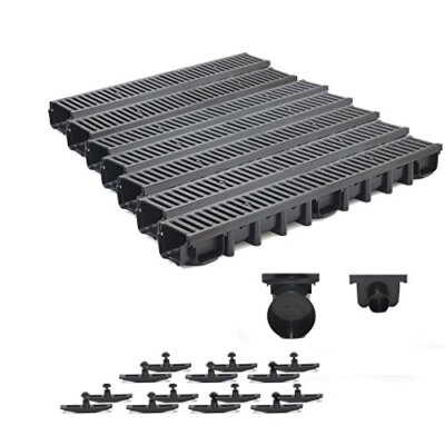 7m Entwässerungsrinne Belastungsklasse C250, 98mm Gußrost komplett SET