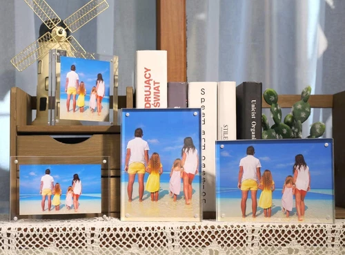 Transparent Acrylic Photo Double-Sided-Clear Picture Frame-Magnetic Photo Block