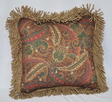 NEW Fringed Pillow made w Ralph Lauren Rue Des Artistes Paisley Brown Fabric 16"