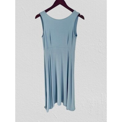 EILEEN FISHER Light Blue Jersey Dress v-neck back a-line high-low Size XS |  eBay