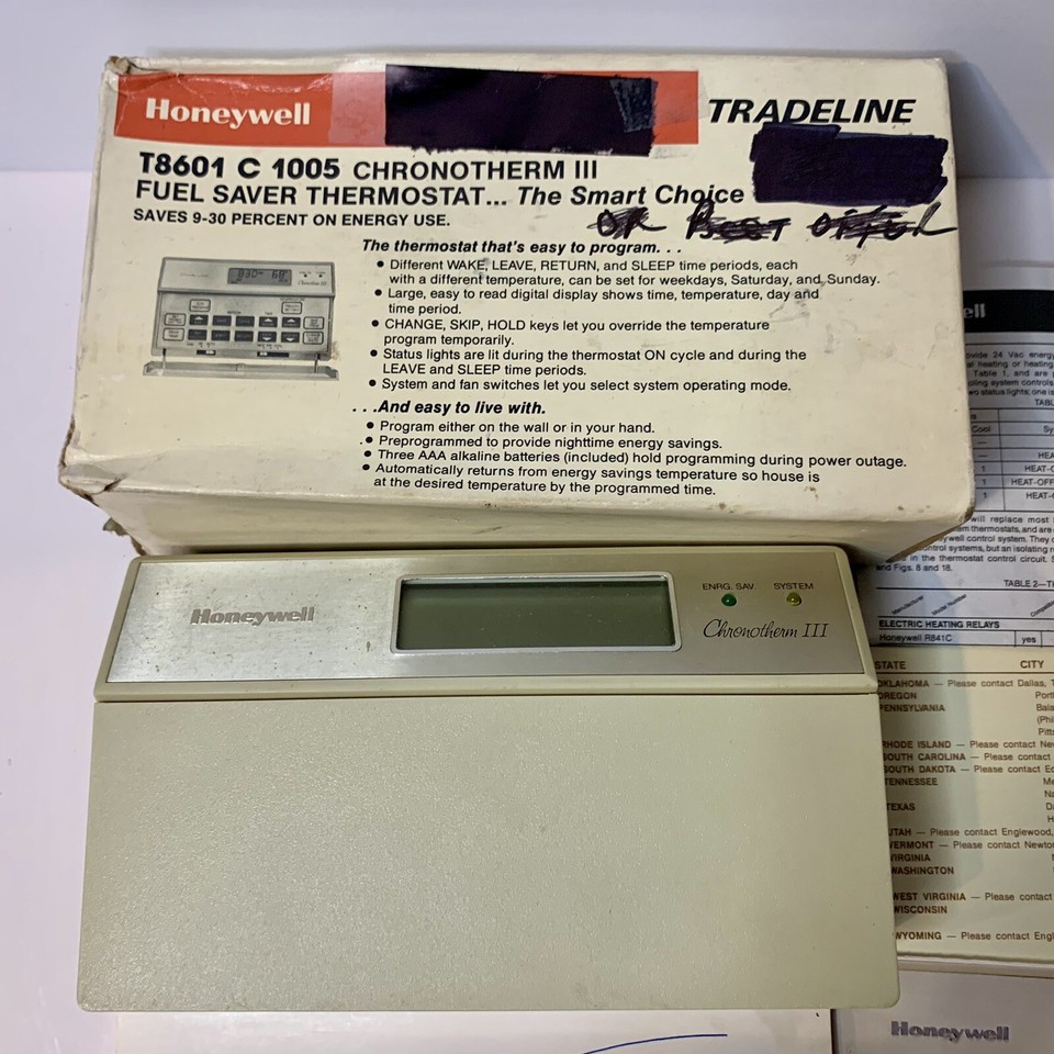 Honeywell Chronotherm III Programmable Thermostat T8601 C 1005 NEW Open Box eBay