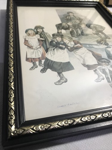 4x Vintage 9"" x 7"" Ronald Embleton gerahmte Drucke vergangene Tage viktorianische Kinder - Bild 12 von 12