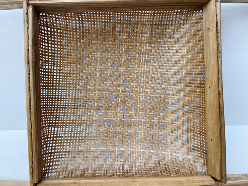 Vintage Thai Handicraft Bamboo & Rattan Strainer With Handle Square Shape 12X12" - Picture 14 of 24