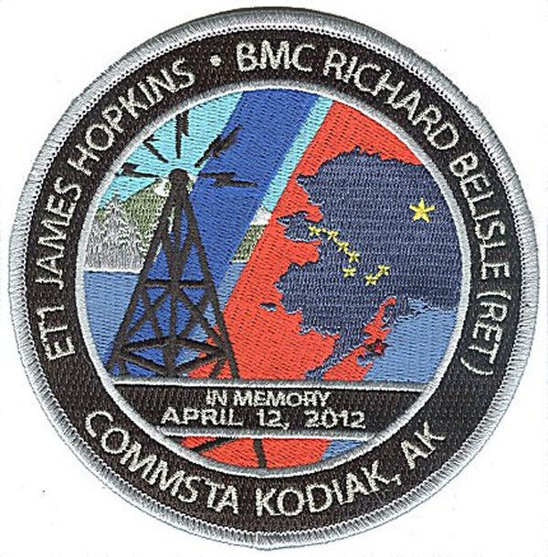 Comm Sta Kodiak Alaska W5226 USCG Coast Guard patch Hopkins Belisle memorial 