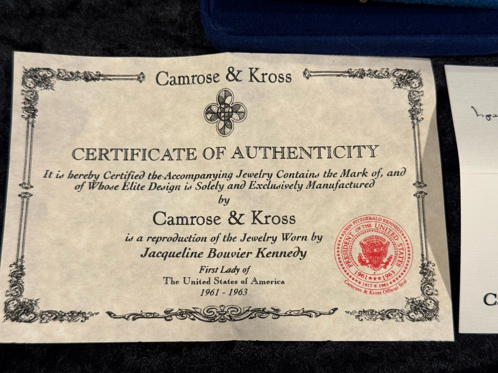 Camrose & Kross JBK Cross Pendant Necklace Jacqueline Bouvier Kennedy Collection