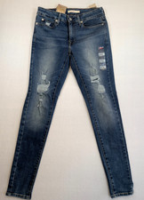 Levi's 711 Skinny Womens Jeans 27x30 Medium Wash Distressed Ripped Blue NWT