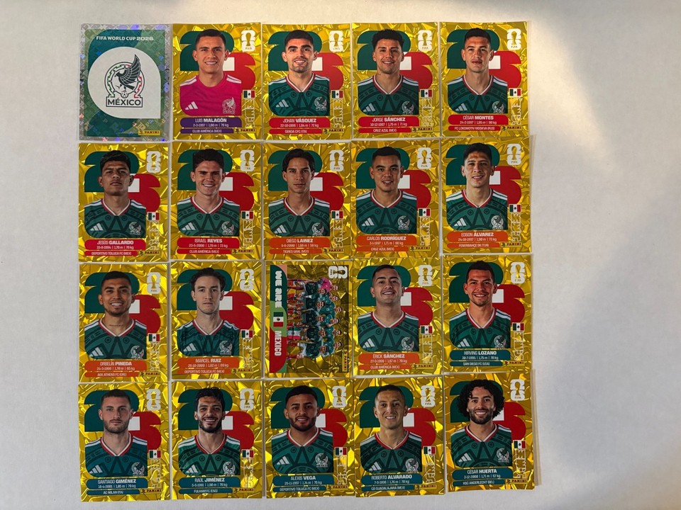 2026 Panini World Cup Sticker Rare Gold Crumple Foil Mexico