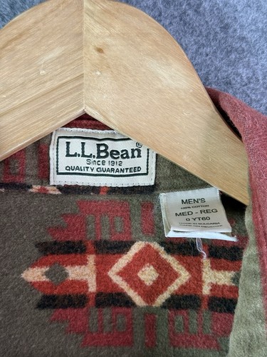LL Bean Orange Chamois Cloth Aztec Lined Hurricane Flannel Shirt Men’s Medium - Picture 3 of 9