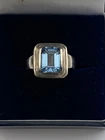 Vintage 925 Silver Ring With Blue Topaz Gemstone Size Q1/2