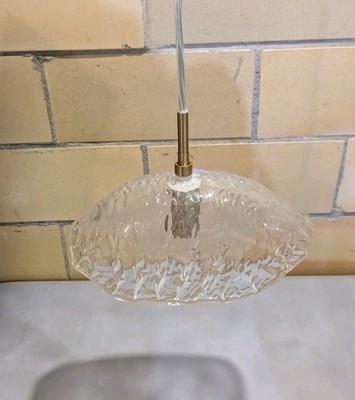 Uolfin A04977A 1-Light Mini Hanging Pendant Light w/Textured Glass Shade