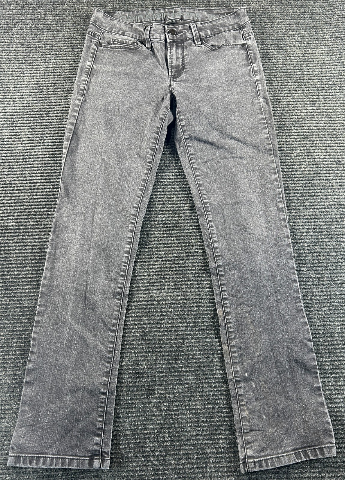 Womens 25/0 Gray Denim Cotton Stretch Low Rise Straight Leg