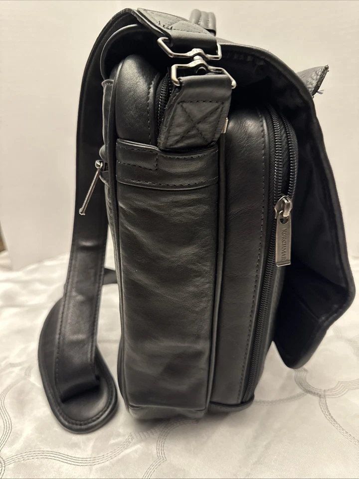 Pasta adida de couro preto Korchmar advogado piloto médico - Imagem 3 de 4