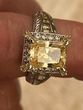 Canary Yellow Citrine Genuine Clear CZAntique Party Ring