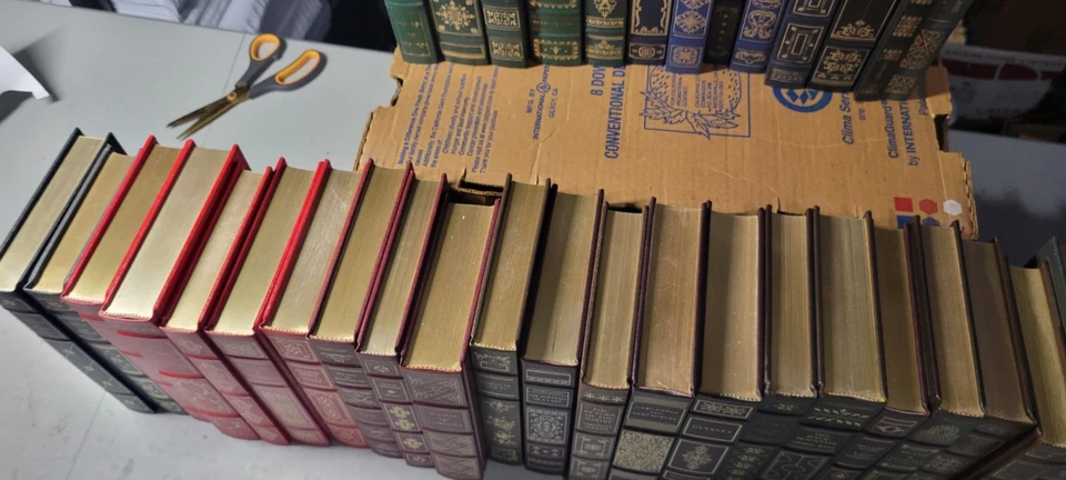 Franklin Library 40 Leather Classics Beautiful Bookshelf Set Gold Gilt Lot Foto 2 de 4