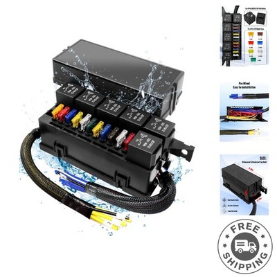 Complete Weatherproof 12V Relay and Fuse Box Set for Marine & Automotive Use