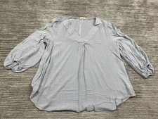 ANA A New Approach Top Womens Large Blue Striped Rayon Pullover