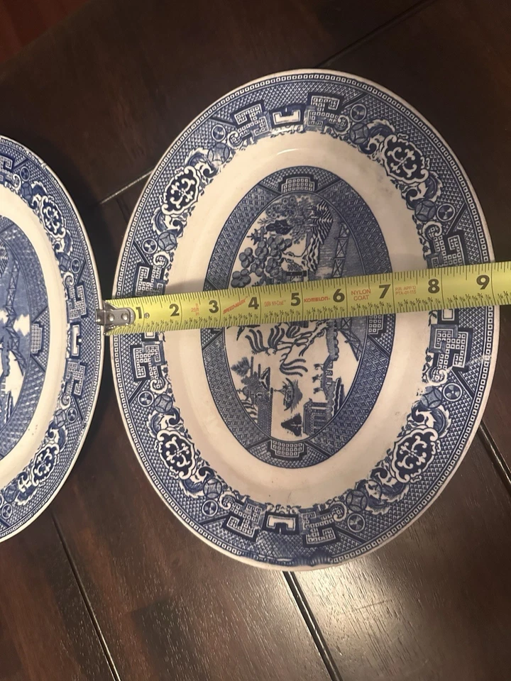 Set Of 2 Vintage Homer Laughlin Blue Willow 11-3/4" Platters - Image 3 of 4