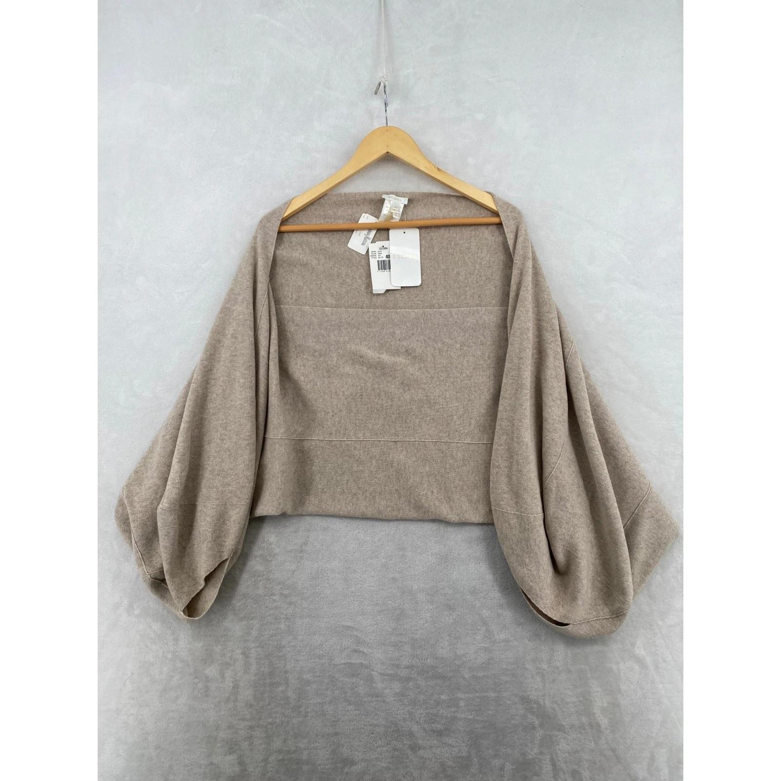 Escada Knit Poncho Cardigan Beige Sweater Women Size 40 NWT