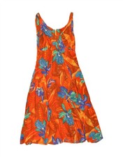 VINTAGE Womens Sundress UK 10 Small Orange Floral AQ01