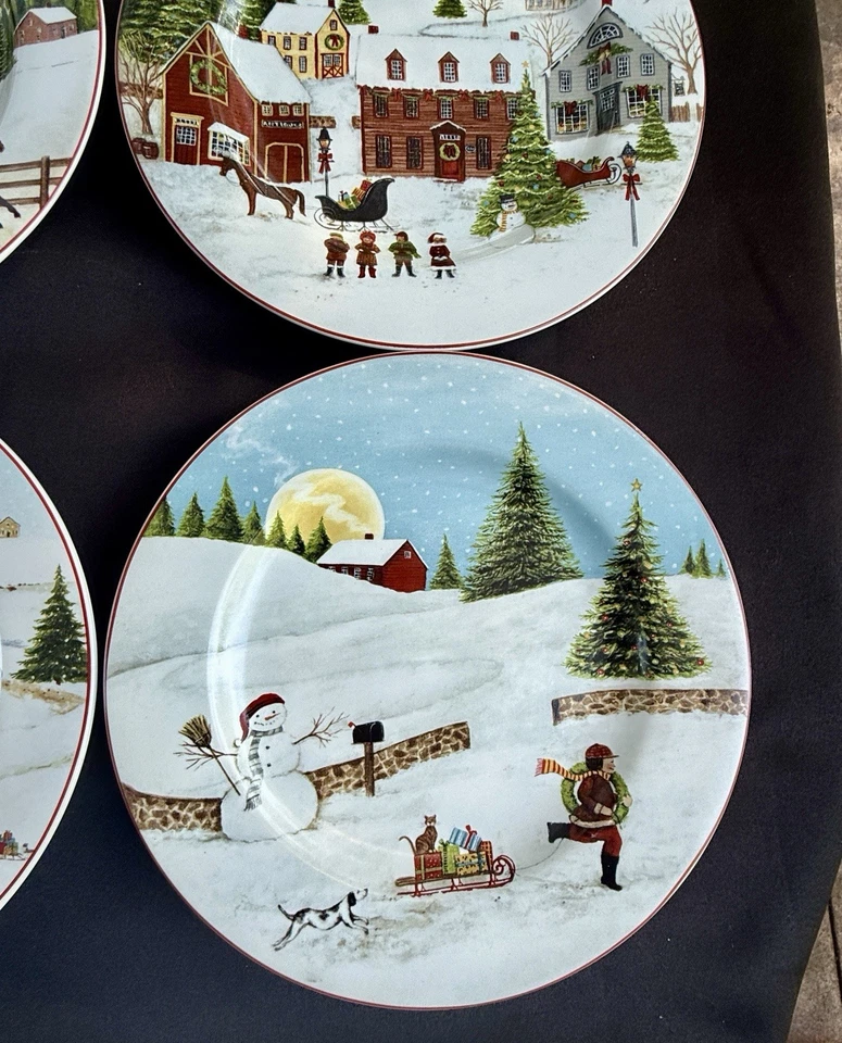 Platos de ensalada Sakura (4) David Carter Brown Holiday Christmas Valley 8,25" 2002 Foto 4 de 4