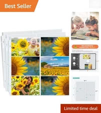 50 Pack 12x12 Photo Album Refill Pages - 4x6 Horizontal Sleeves for 600 Pictures