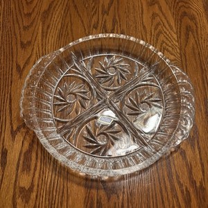 Vintage Violetta 24% Heavy Lead Crystal Oval RELISH DISH 11” 