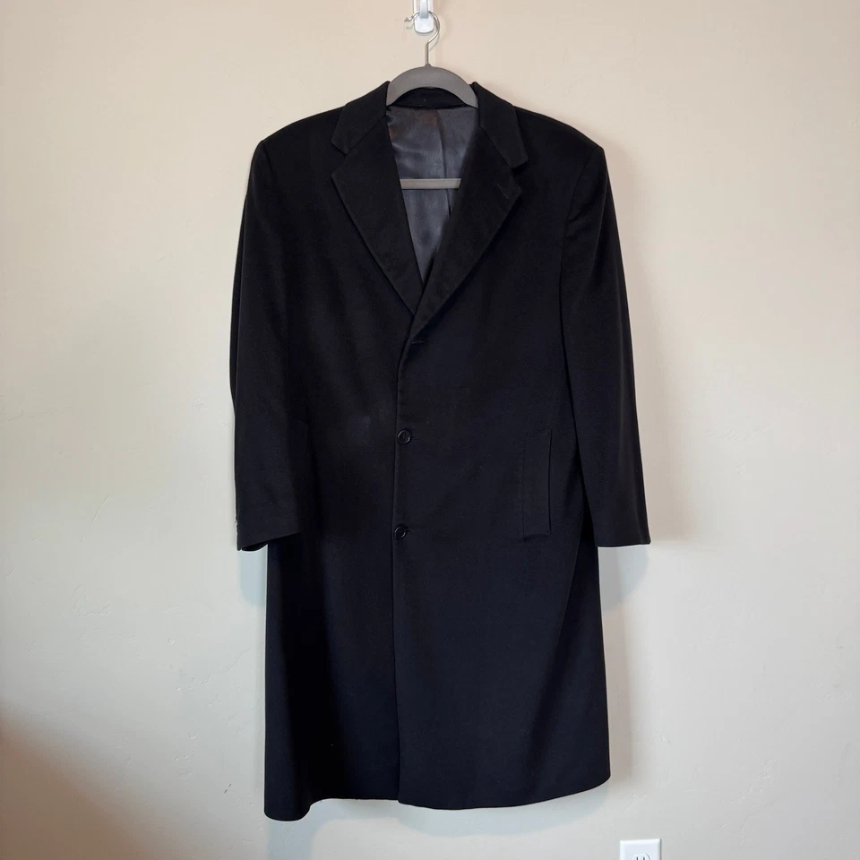 Abrigo Lanificio Fedora 100 % cachemir puro forrado negro gabardina Nordstrom Foto 2 de 4