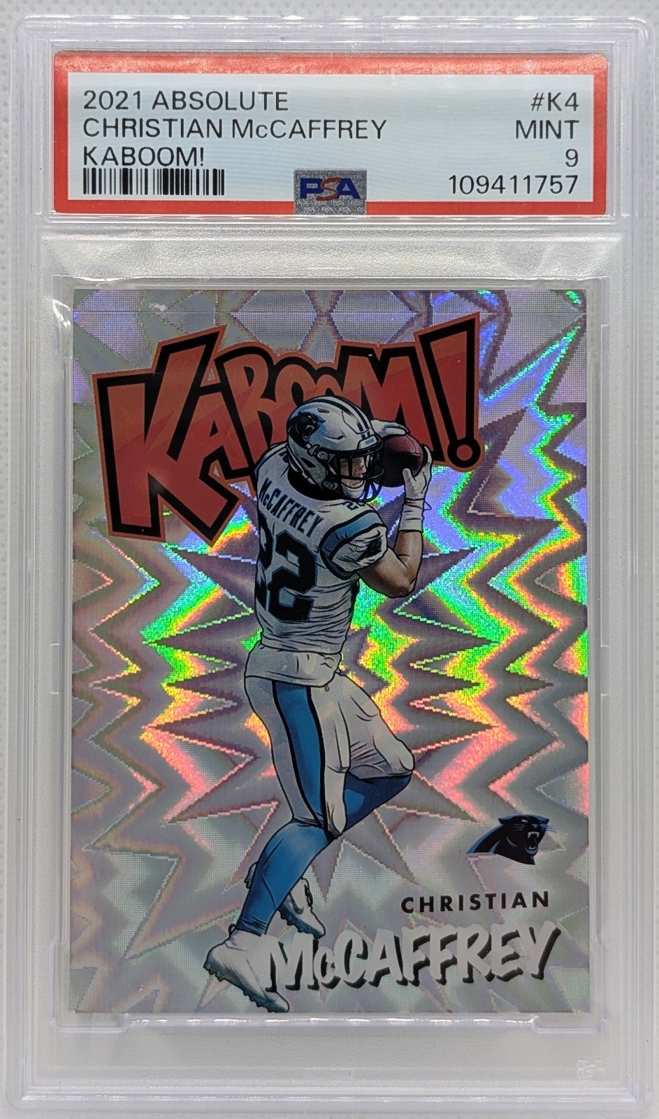 2021 Panini Absolute Christian McCaffrey Kaboom #K4 Panthers PSA 9