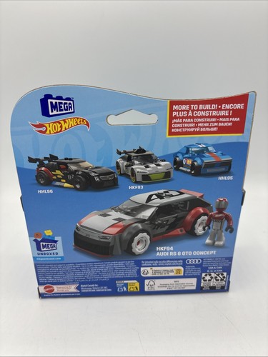 MEGA Hot Wheels Building Toy Race Car Playset, Audi RS 6 GTO Concept with 77 ... - Picture 3 of 4