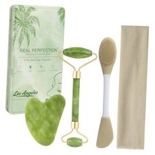 Real Perfection Gua Sha Facial Tools Face Roller for Wrinkles Jade Roller Green