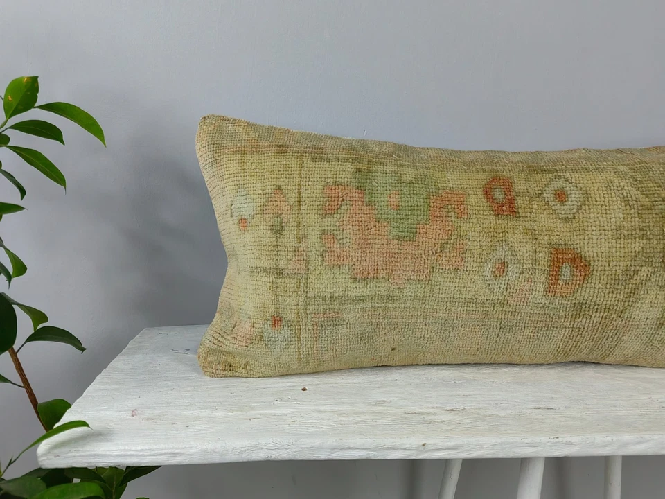 Long Lumbar Pillow Turkish Rug Pillow Decorative Bed Pillow Body Pillow Bench P - Image 2 of 4