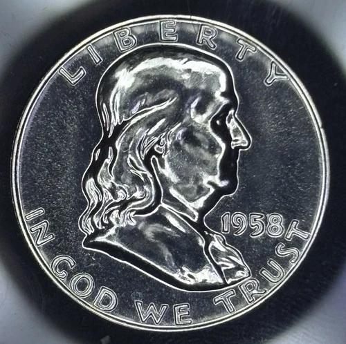 1958 Ben Franklin Half Dollar 90% Silver Proof Beautiful Coin