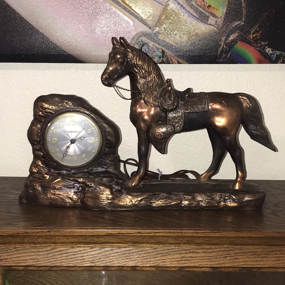 New Haven Copper Electric Mantle Horse Clock - Vintage | eBay