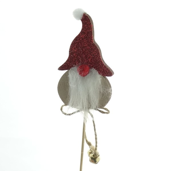 Weihnachtsdeko Wichtel Rot Mit GlöCkchen & Glitterhut 8 Cm - Holzstecker-image