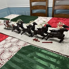 Hubley Santa and  Eight reindeer cast-iron