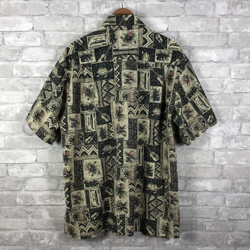 Hawaiian Islands Brand Shirt by Kalaheo Hawaiian XL Flowers Wa'a Kamaka