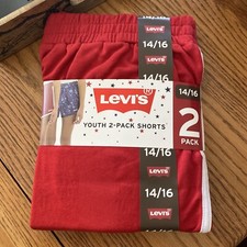 Levi's Youth Girls 2 Pack Shorts Gray/Navy Patriotic Logo MSRP 36 Size 14/16