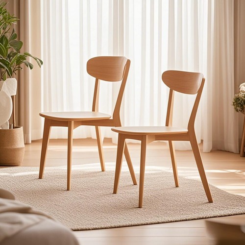 2pcs 100% Natural solid oak wood Dining Chair Table Chair Living Room Dining