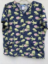 Uniform Destination Womes Medicat Scrub Size M Multicolor Pockets Front Frogs F2