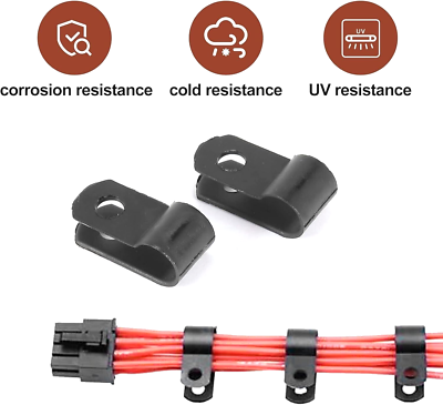 100PCS Plastic P Clips Black Hose Fasteners Cable R-Type Nylon Cable Clamp Mounting Fix Hardware Electrical Fittings Cable Clips - 13