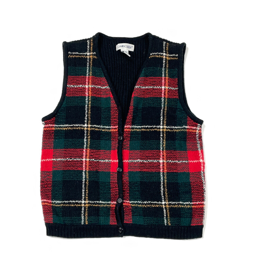 Black Tartan Plaid Sweater Vest 