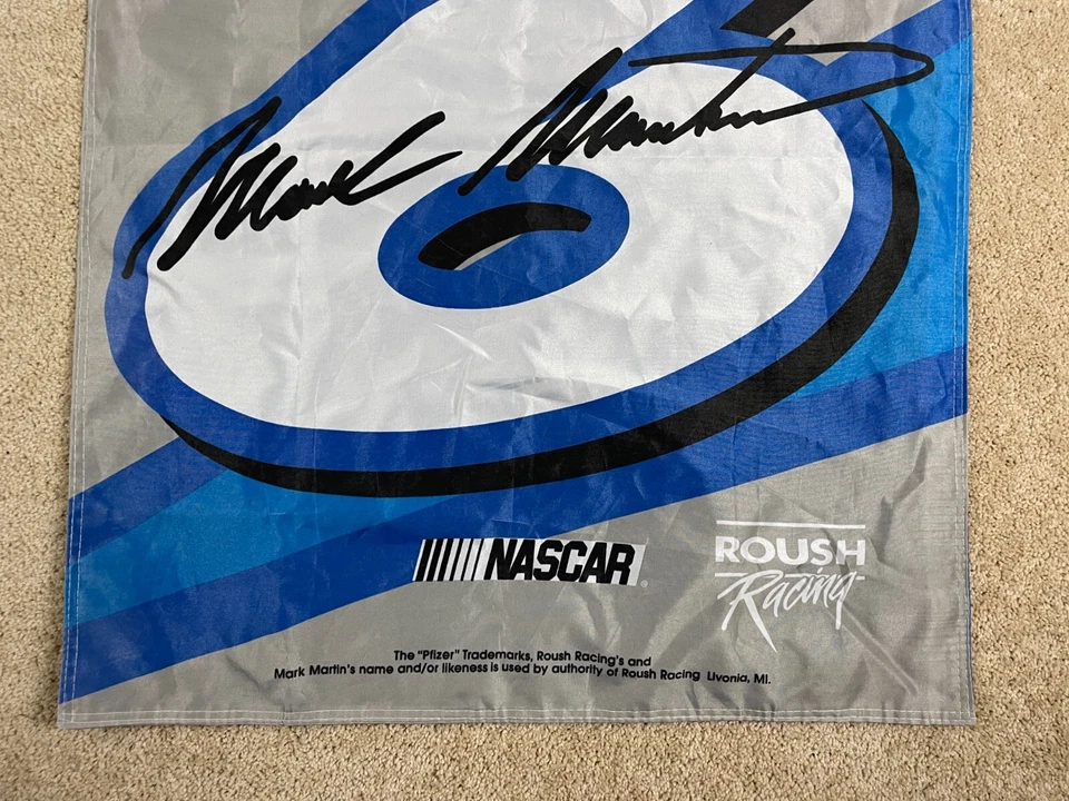 Banner BSI Products Inc 43"x30" Mark Martin #6 NASCAR Pfizer Racing Team azul Foto 4 de 4