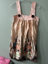 LOVELY GIRL GORGEOUS FLORAL PRINT PINK SILKY PARTY SUMMER CUTE BABYDOLL DRESS