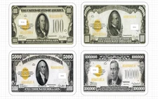 $100 1K 5K 100K Gold Certificate Credit Debit Card Skin Sticker ATM USA Replica