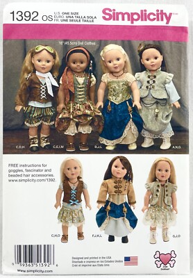 2014 Simplicity Sewing Pattern 1392 18'' Doll Clothes 18 Pcs UNCUT 16147