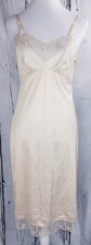 VTG Nancy King Lingerie Full Slip Under Dress Beige Size 32 Adjustable 2161